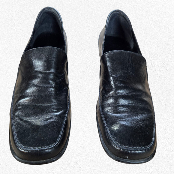 Y2K Lauren Ralph Lauren Black Square Toe Slip On Chelsey Loafers Size 9.5 - Picture 2 of 10